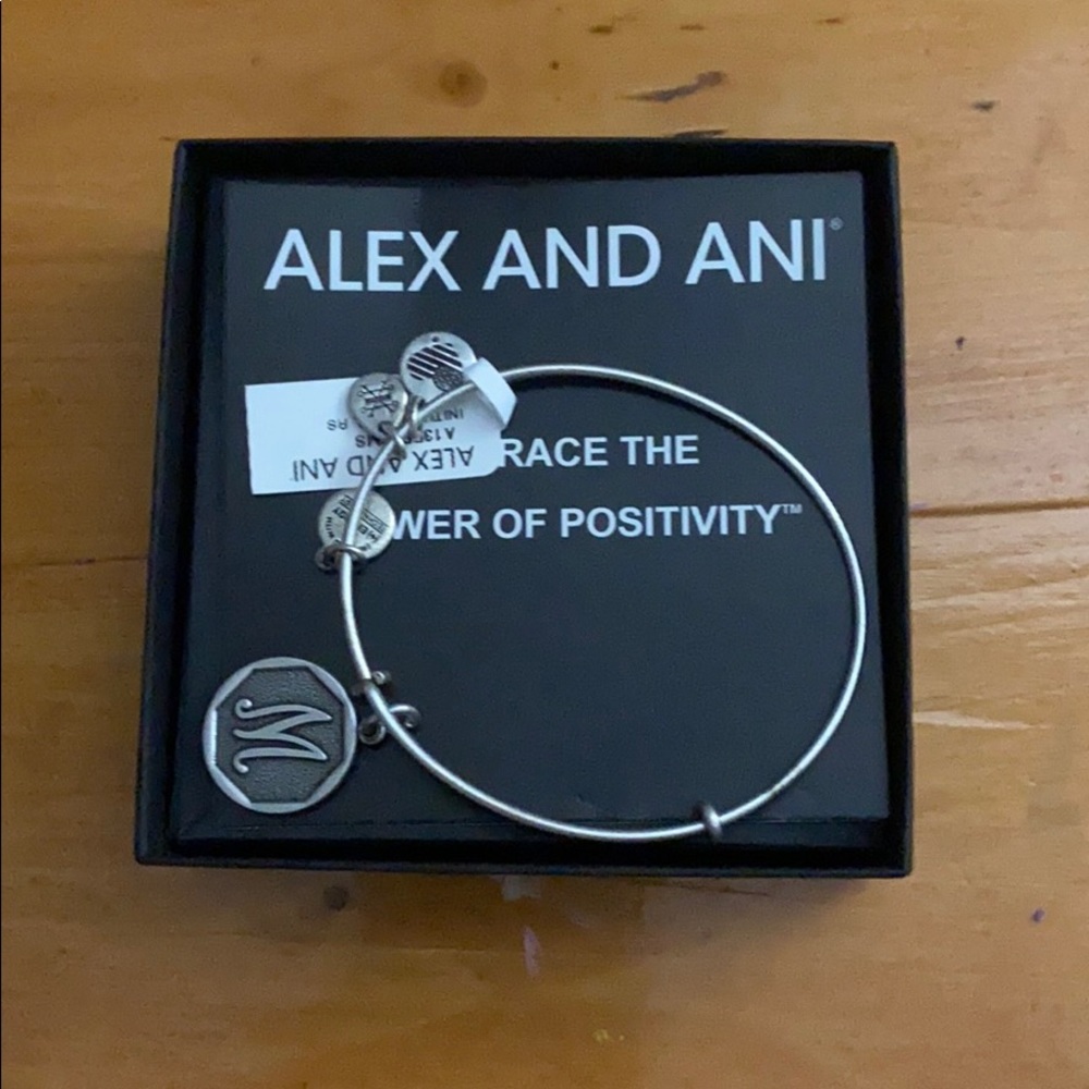 Alex and Ani “M” initial charm bangle bracelet